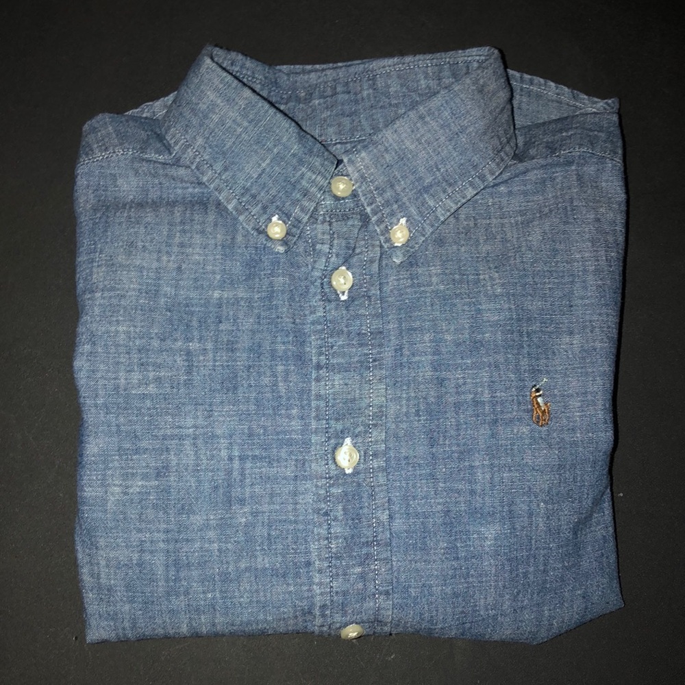 Ralph Lauren long sleeve button down denim shirt size 5